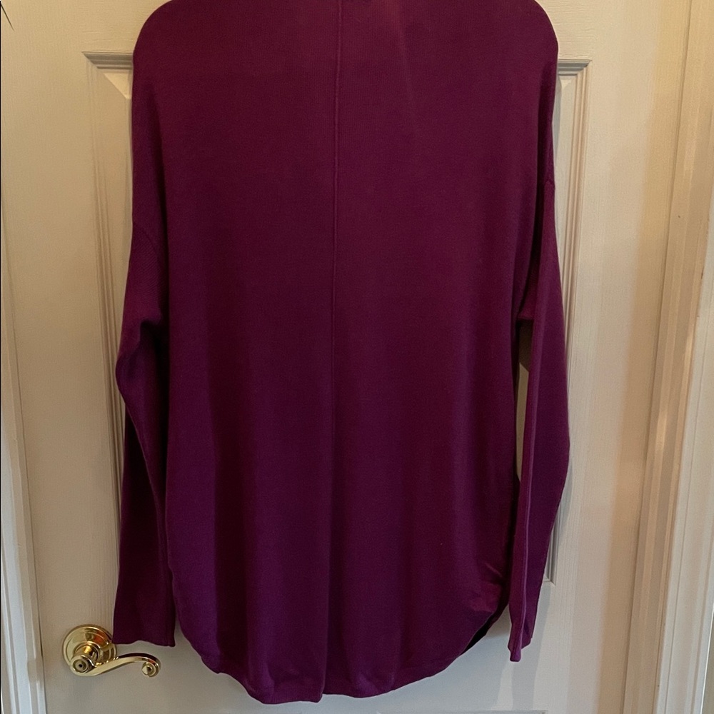 H by Halston Plum Knit with Cream Scarf Detail - Picture 5 of 9